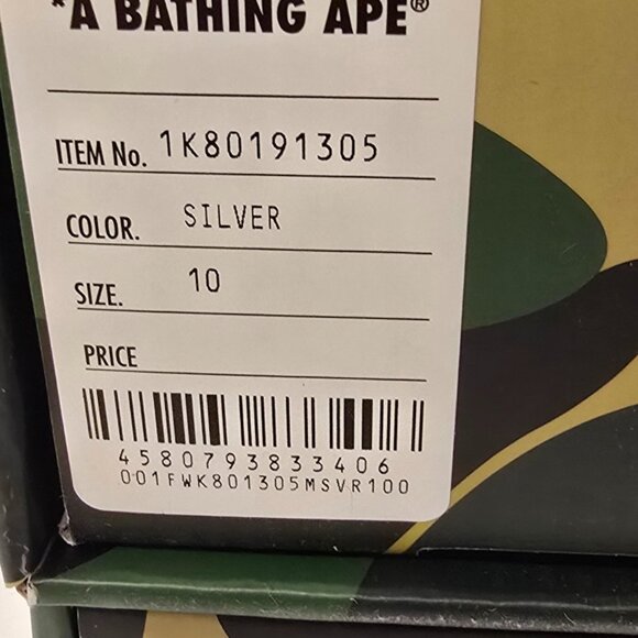 A Bathing Ape BAPE Bapesta #5 SILVER Mens Size 10 1K80191305 Shoes Sneakers NEW - Picture 14 of 14